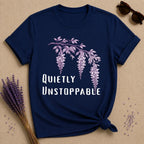Quietly Unstoppable — Wisteria Botanical T-Shirt for Women in Navy