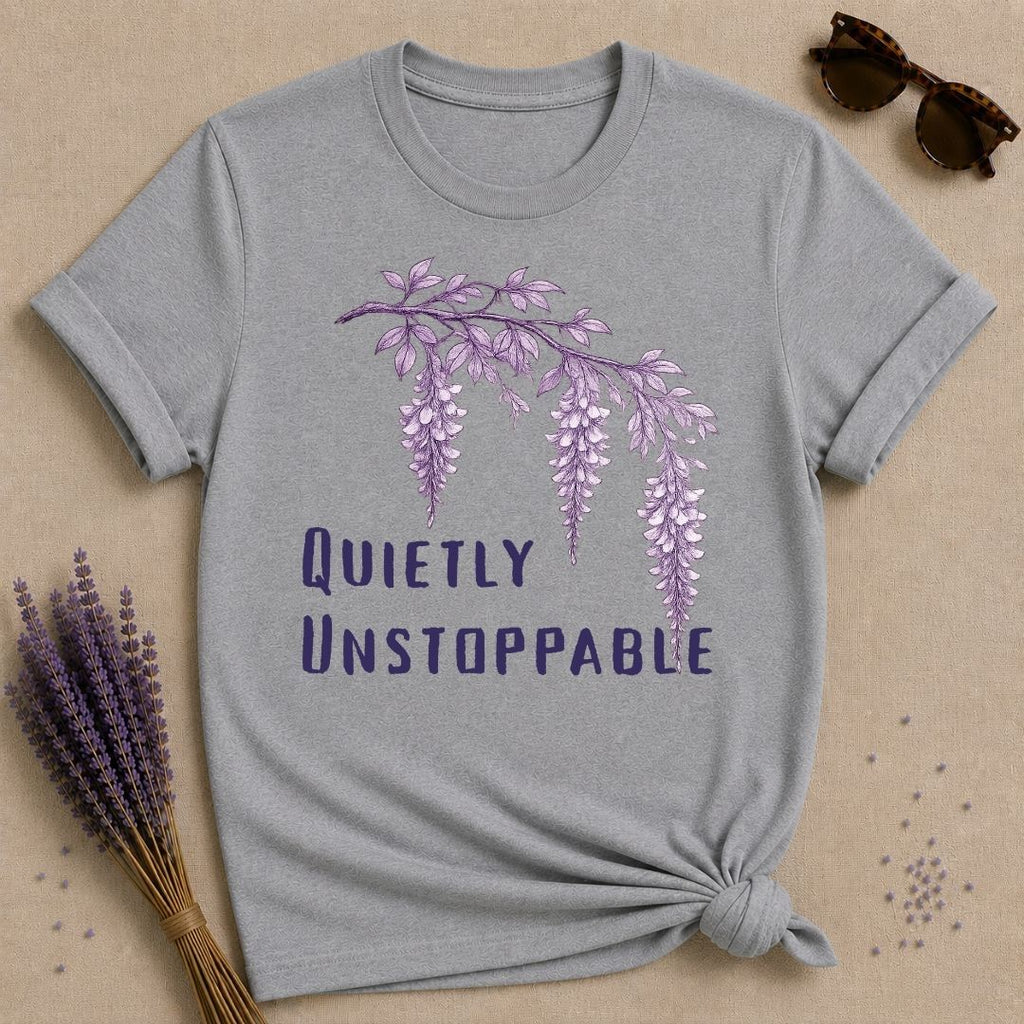 Quietly Unstoppable — Wisteria Botanical T-Shirt for Women in Sport Grey
