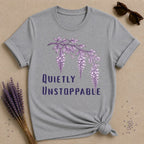 Quietly Unstoppable — Wisteria Botanical T-Shirt for Women in Sport Grey