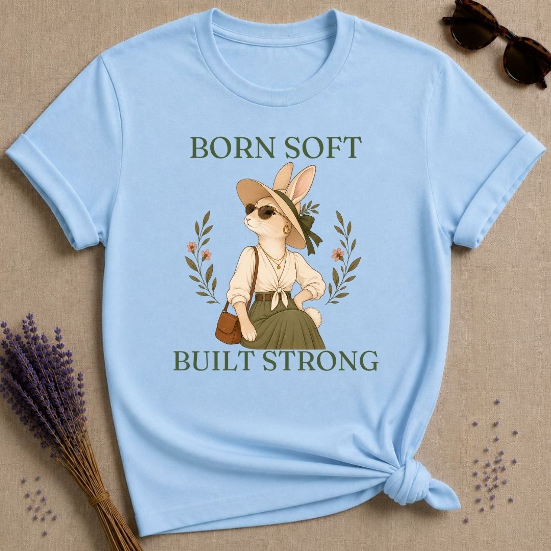 Rabbit Born Soft Built Strong T-Shirt - Light Blue