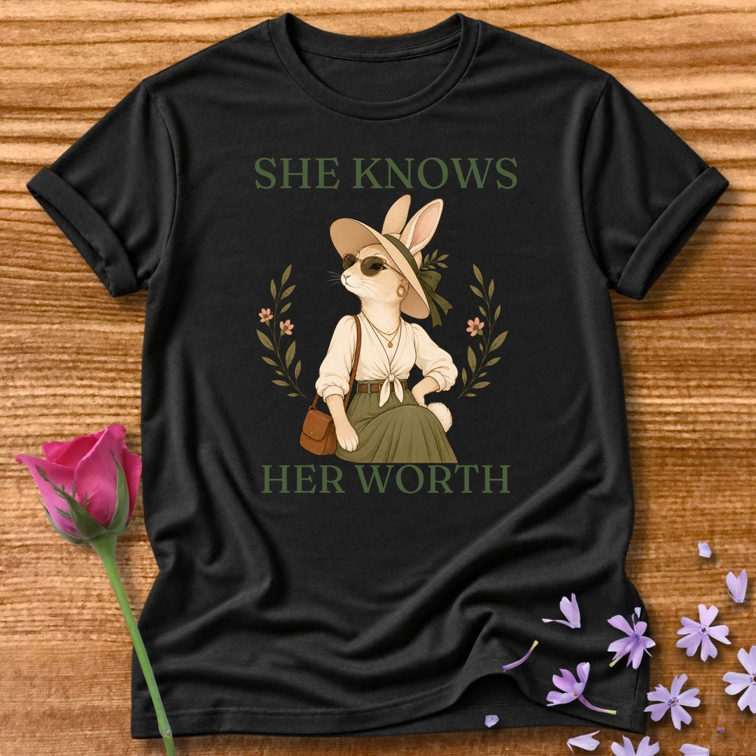 Rabbit — She Knows Her Worth Vintage Aesthetic Animal in Black