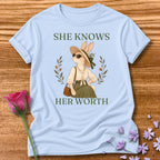 Rabbit — She Knows Her Worth Vintage Aesthetic Animal in Light Blue