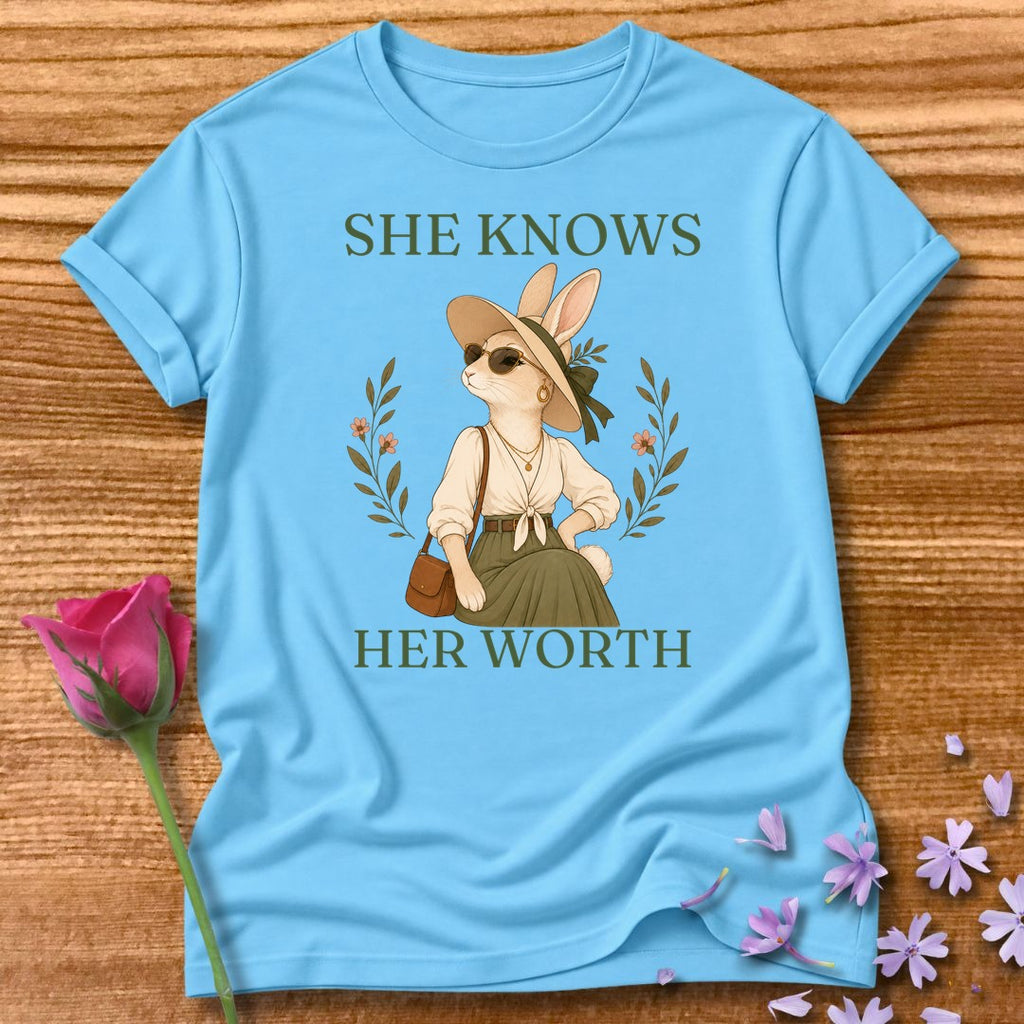 Rabbit — She Knows Her Worth Vintage Aesthetic Animal in Sky