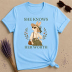 Rabbit She Knows Her Worth T-Shirt - Sky