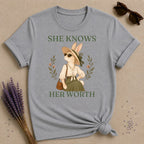Rabbit She Knows Her Worth T-Shirt - Sport Grey