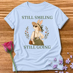 Rabbit — Still Smiling Still Going Vintage Aesthetic Animal in Light Blue