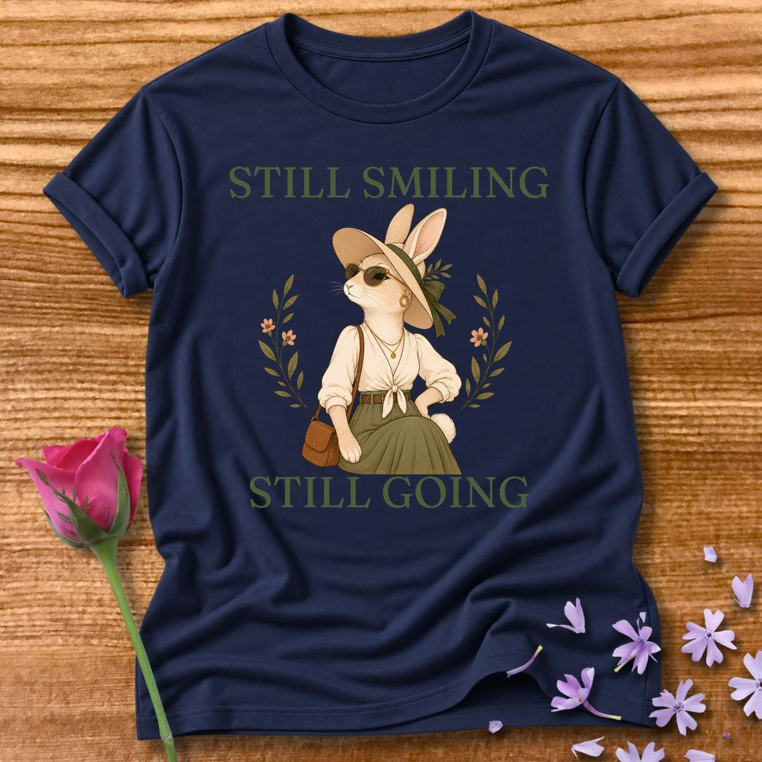 Rabbit — Still Smiling Still Going Vintage Aesthetic Animal in Navy