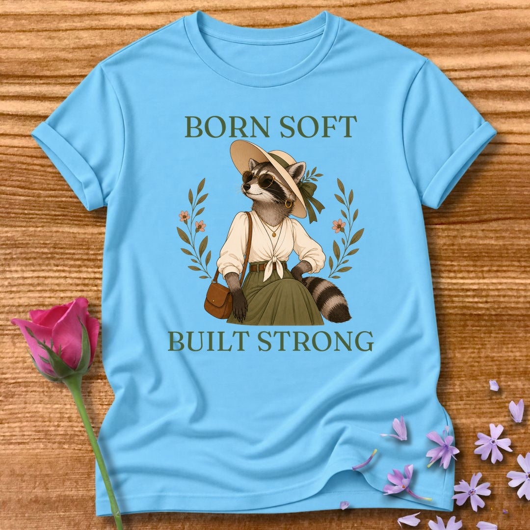 Raccoon — Born Soft Built Strong Vintage Aesthetic Animal in Sky