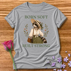 Raccoon — Born Soft Built Strong Vintage Aesthetic Animal in Sport Grey