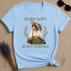 Raccoon Born Soft Built Strong T-Shirt - Light Blue