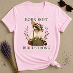 Raccoon Born Soft Built Strong T-Shirt - Light Pink