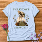 Raccoon — She Knows Her Worth Vintage Aesthetic Animal in Light Blue