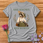 Raccoon — She Knows Her Worth Vintage Aesthetic Animal in Sport Grey
