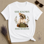 Raccoon She Knows Her Worth T-Shirt - White