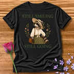 Raccoon — Still Smiling Still Going Vintage Aesthetic Animal in Black