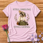 Raccoon — Still Smiling Still Going Vintage Aesthetic Animal in Light Pink