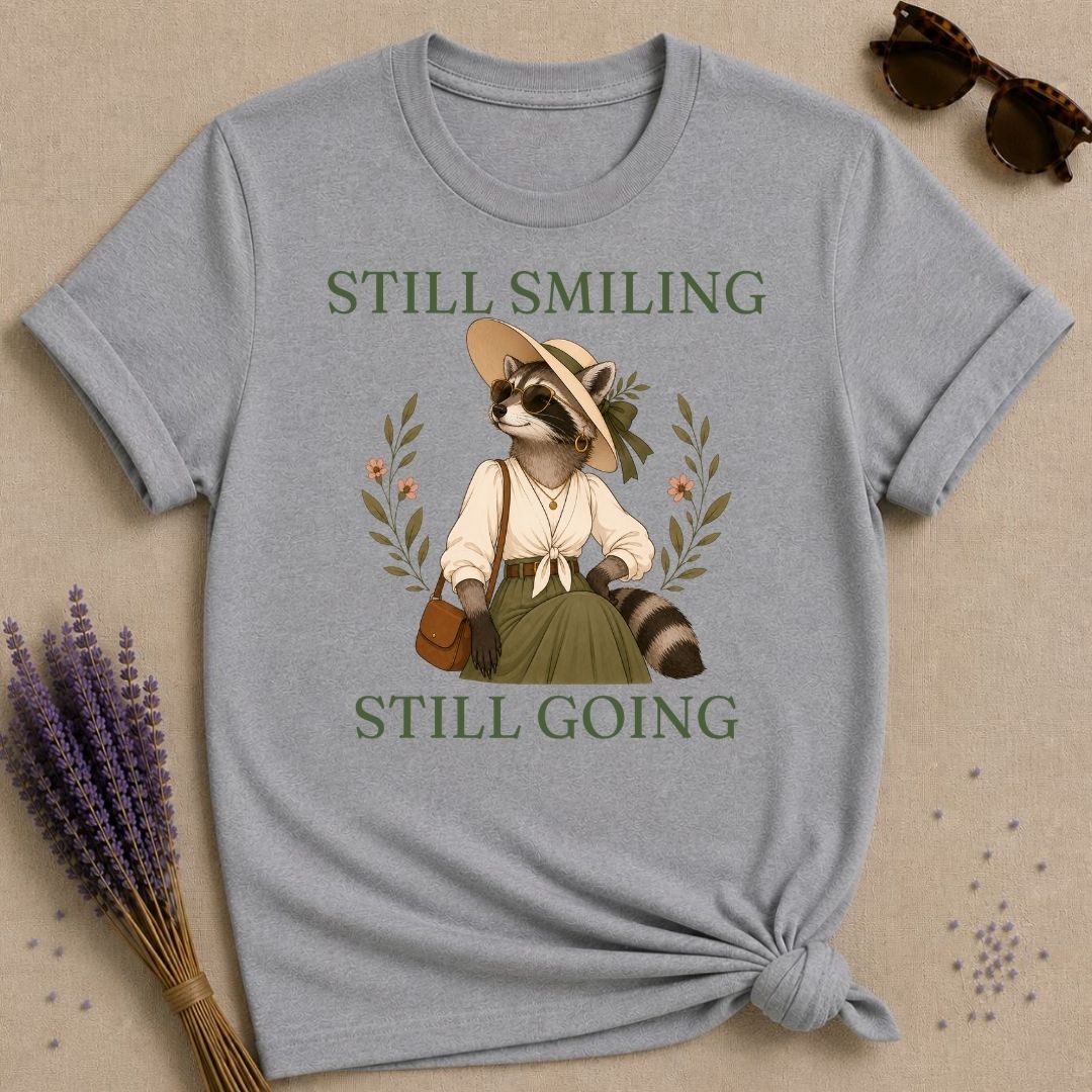 raccoon still smiling still going