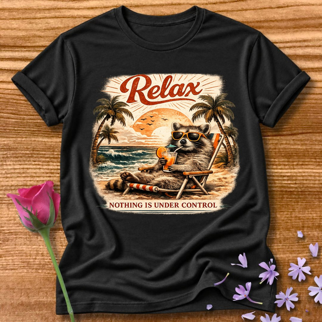 Relax, Nothing Is Under Control — Vintage Travel Poster Raccoon in Black