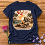Relax, Nothing Is Under Control — Vintage Travel Poster Raccoon in Navy