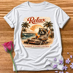 Relax, Nothing Is Under Control — Vintage Travel Poster Raccoon in White