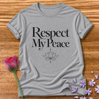 Respect My Peace — Minimalist Lotus Self-Love T-Shirt for Women in Sport Grey