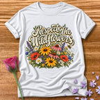Respect The Wildflowers — Botanical Nature Lover T-Shirt for Women in White