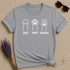 Rock Paper Scissors — Cat Paw Humor Graphic T-Shirt for Women in Sport Grey