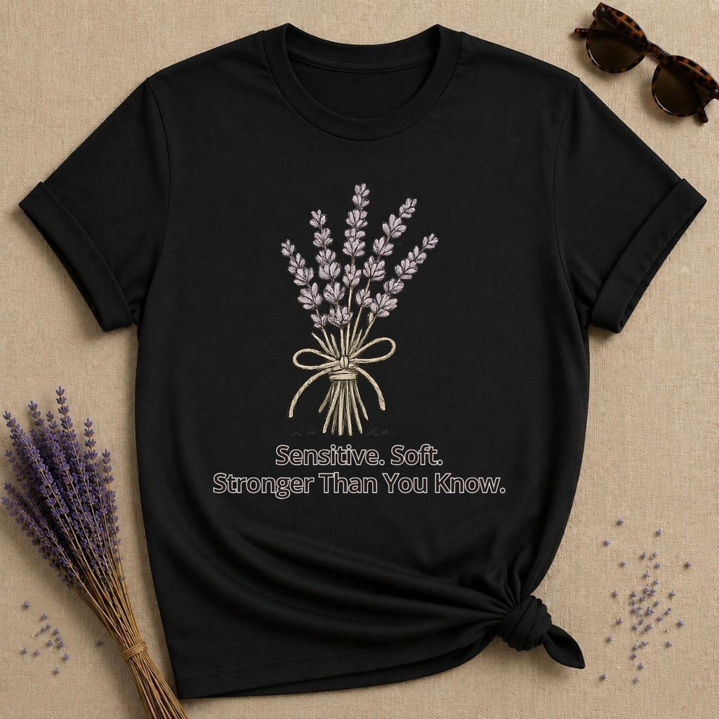Sensitive. Soft. Stronger Than You Know. — Lavender Floral T-Shirt for Women