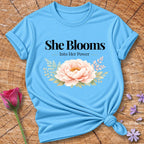 She Blooms Into Her Power — Watercolor Peony Botanical in Sky