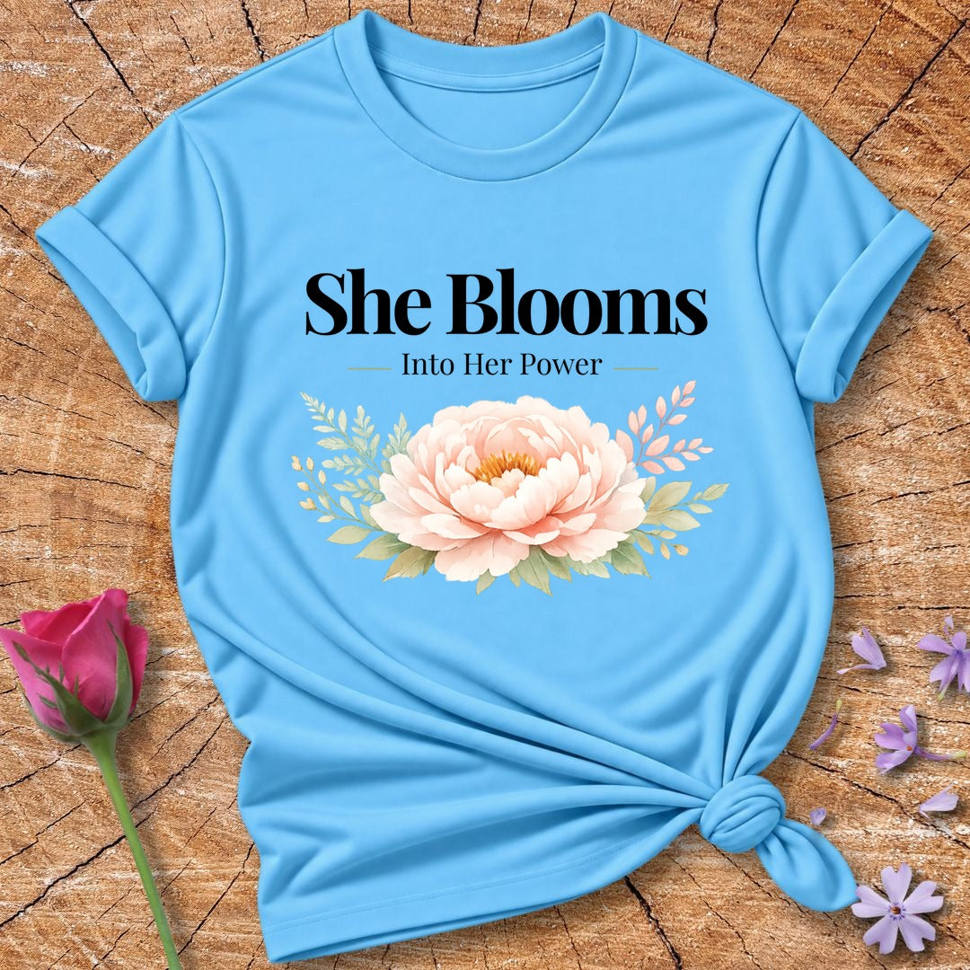 She Blooms Into Her Power — Watercolor Peony Botanical in Sky
