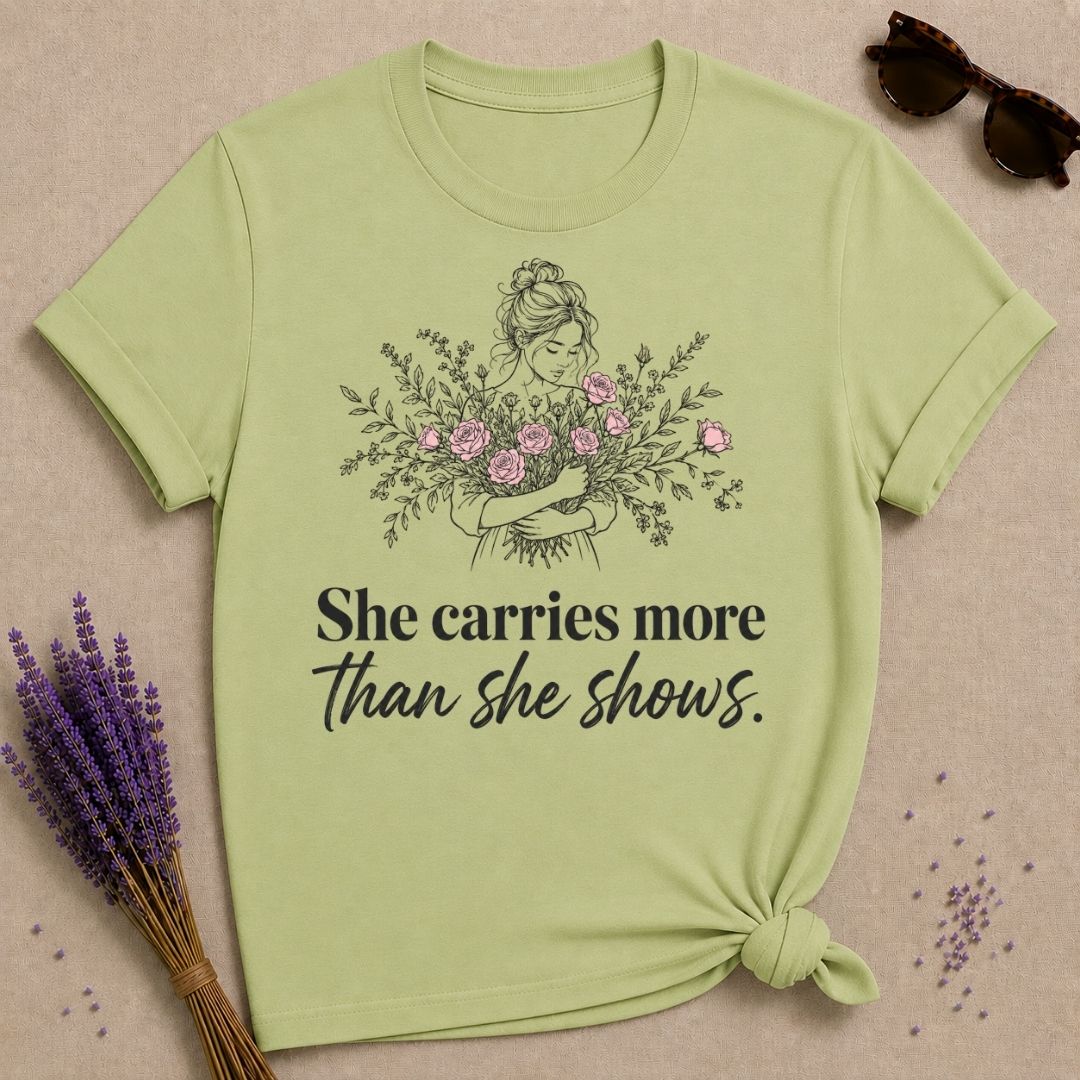 She Carries More Than She Shows — Floral Woman T-Shirt