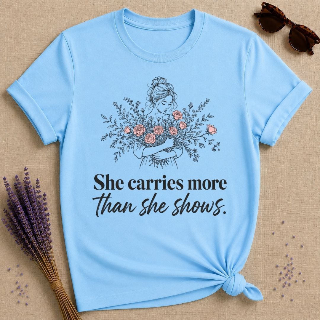 She Carries More Than She Shows — Floral Woman T-Shirt
