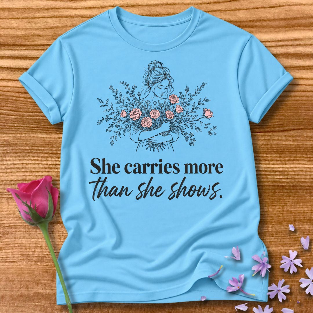 She Carries More Than She Shows — Floral Woman in Sky