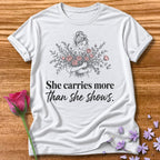 She Carries More Than She Shows — Floral Woman in White