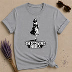She Discovered Herself — Washed Out Dark Vintage T-Shirt for Women in Sport Grey