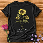 She Grew at Her Own Pace — Sunflower Self Growth in Black