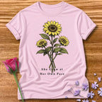 She Grew at Her Own Pace — Sunflower Self Growth in Light Pink