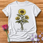 She Grew at Her Own Pace — Sunflower Self Growth in White