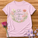 She Outgrew the Noise Botanical Wildflower Graphic Tee in Light Pink