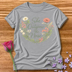 She Outgrew the Noise Botanical Wildflower Graphic Tee in Sport Grey