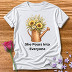 She Pours Into Everyone — Watering Can Floral in White