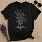She Taught Them to Bloom — Floral Teacher T-Shirt for Women — Black