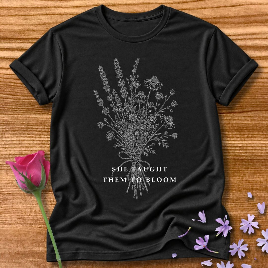 She Taught Them to Bloom — Floral Teacher in Black