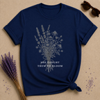 She Taught Them to Bloom — Floral Teacher T-Shirt for Women — Navy
