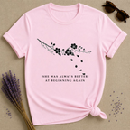 She Was Always Better at Beginning Again — Wildflower Resilience T-Shirt for Women — Light Pink