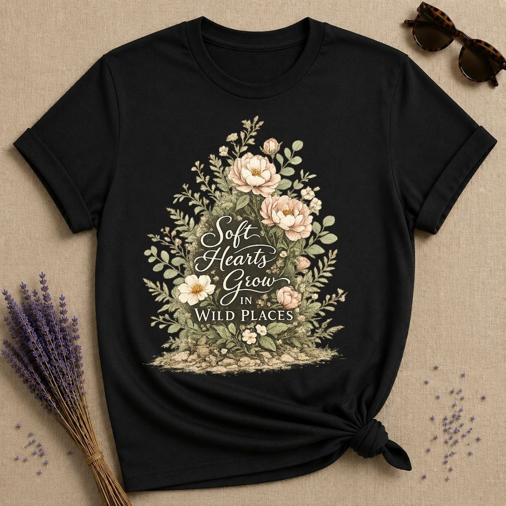 Soft Hearts Grow in Wild Places — Peony Botanical T-Shirt for Women