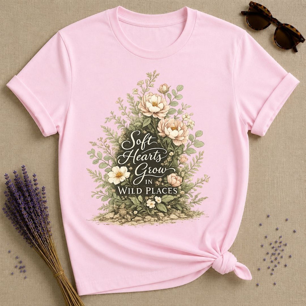Soft Hearts Grow in Wild Places — Peony Botanical T-Shirt for Women