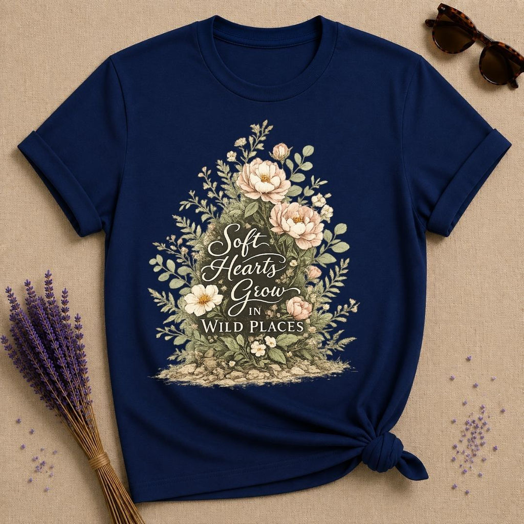 Soft Hearts Grow in Wild Places — Peony Botanical T-Shirt for Women