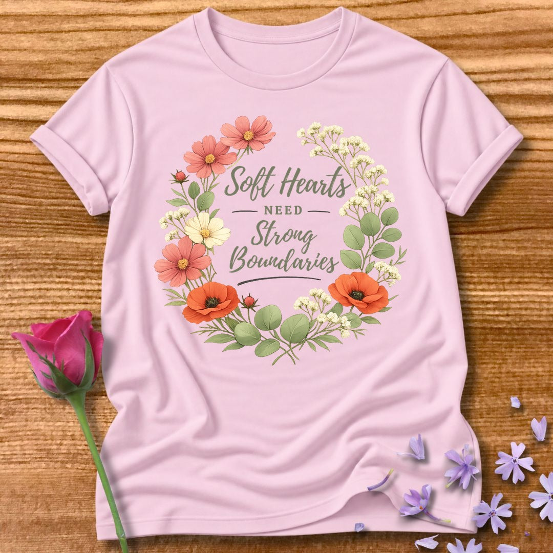Soft Hearts Need Strong Boundaries — Floral Wreath in Light Pink