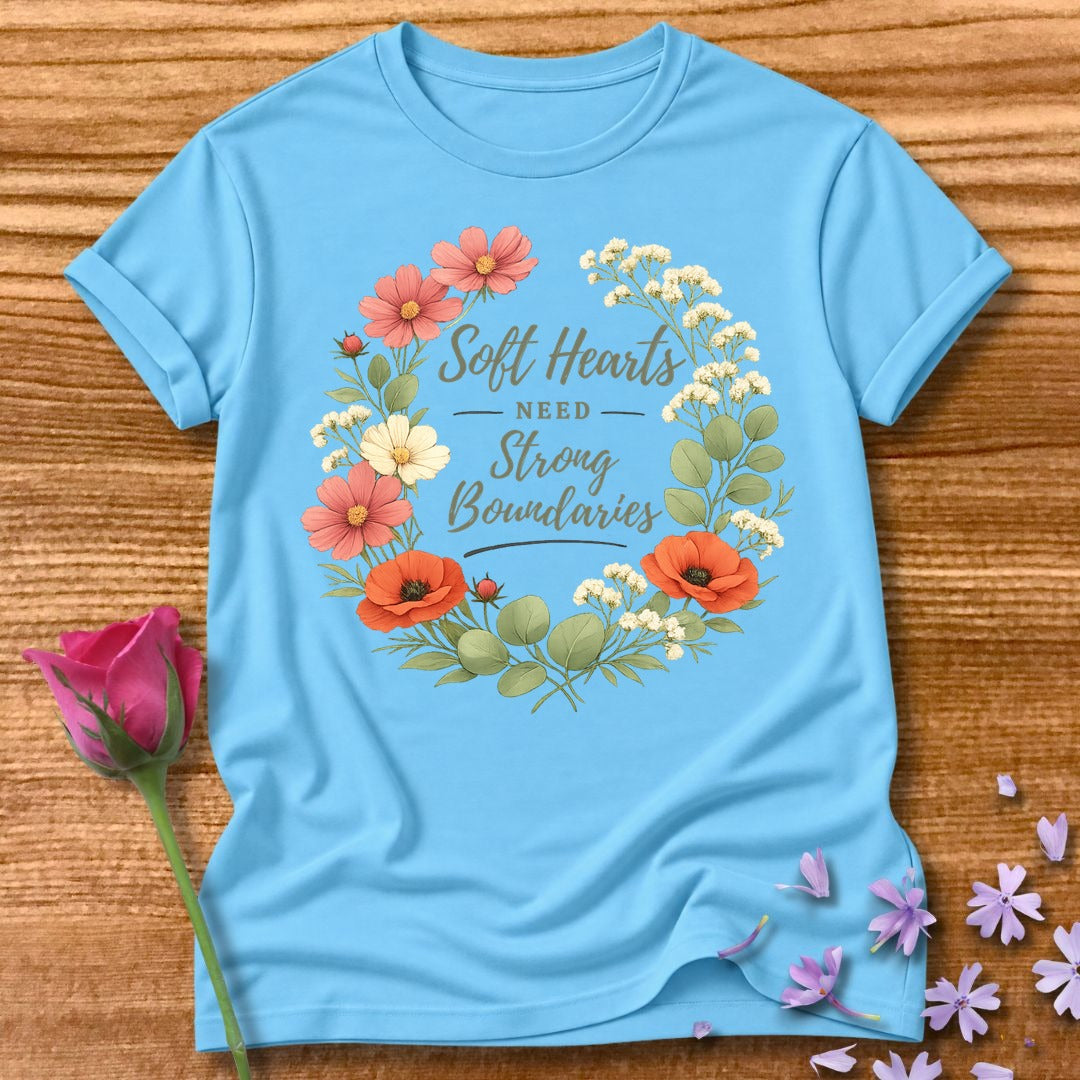 Soft Hearts Need Strong Boundaries — Floral Wreath in Sky